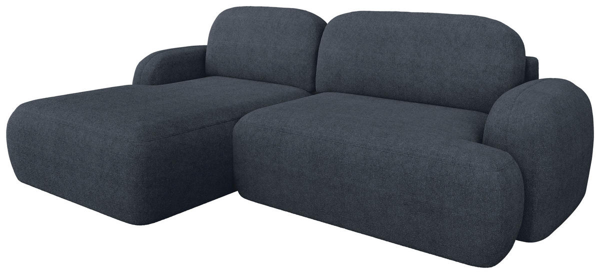 ECKSOFA Sevilla Plus in Bouclé Blau  275/175 cm  - Blau/Schwarz, Design, Kunststoff/Textil (275/175cm) - MID.YOU