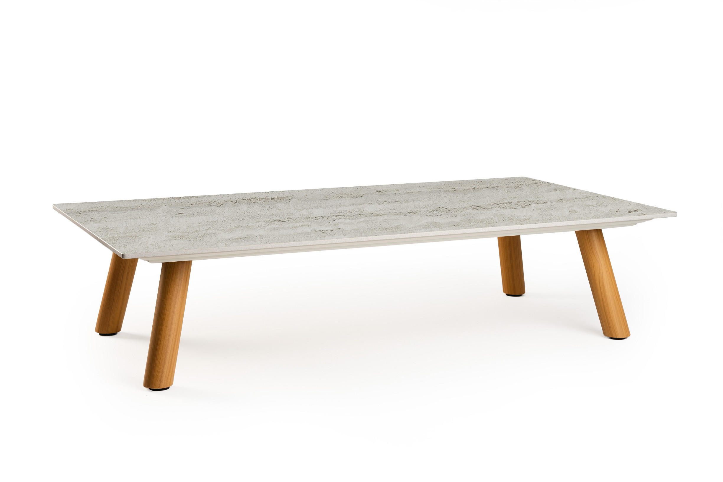 LOUNGETISCH  - Ecru/Teakfarben, Basics, Holz/Stein (150/80/35cm) - Tierra Outdoor