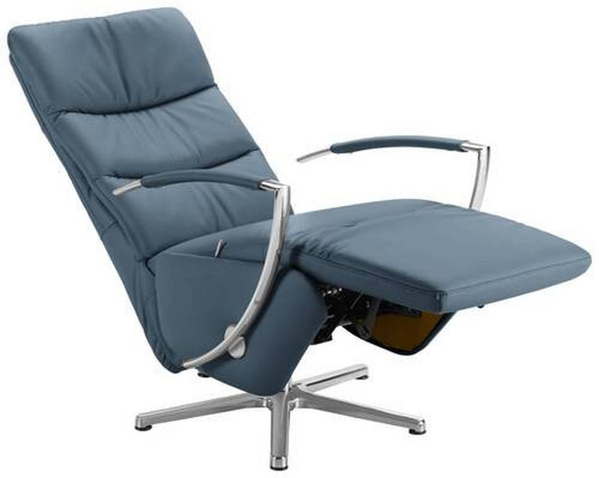 RELAXSESSEL in Leder Blaugrau  - Chromfarben/Blaugrau, Design, Leder/Metall (64/112/80cm) - Cantus