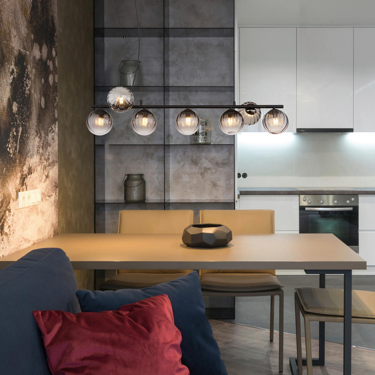 HÄNGELEUCHTE 95/28/120 cm  - Klar/Schwarz, Design, Glas/Kunststoff (95/28/120cm) - Globo