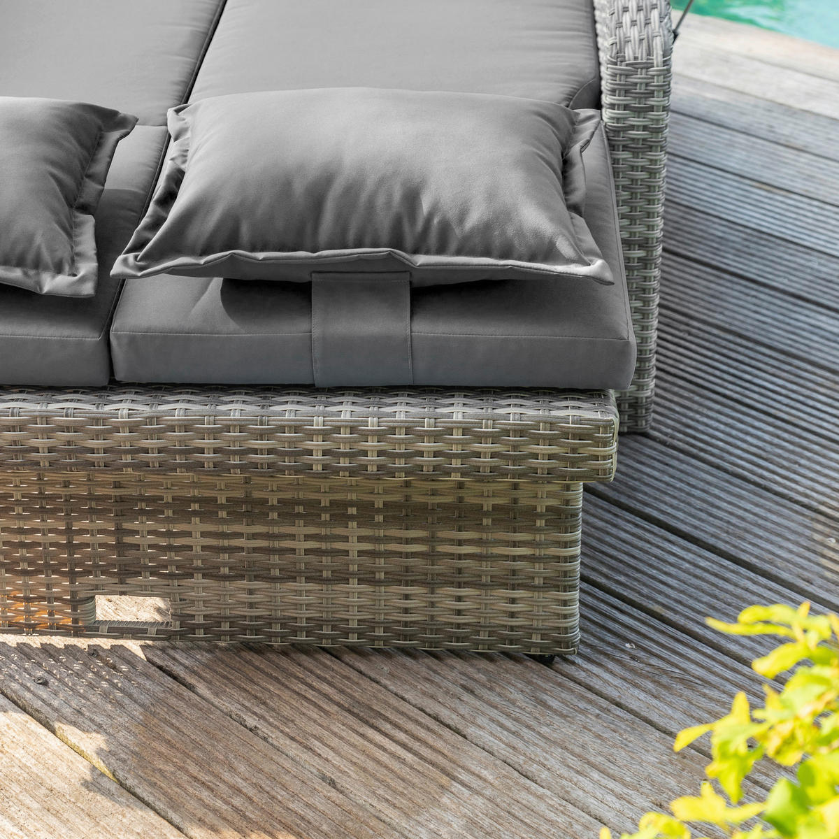 LOUNGEGARNITUR   117/93/74 cm Teakholz Stahl  - Grau, Basics, Holz/Textil (117/93/74cm) - Gardenson