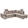 ECKSOFA  in Mikrovelours Creme  - Creme/Schwarz, KONVENTIONELL, Kunststoff/Textil (265/217cm) - Carryhome