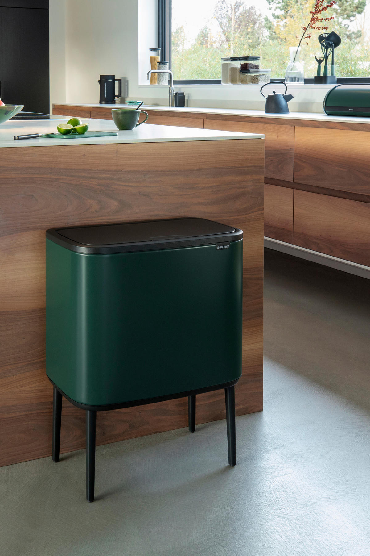 SZEMETESVÖDÖR  - fekete/zöld, Basics, műanyag/fém (36 Ll) - Brabantia