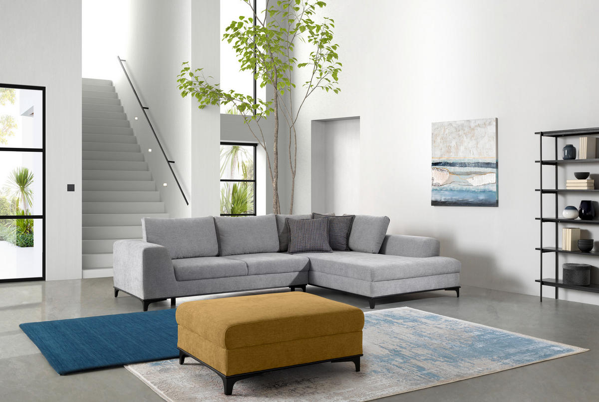 HOCKER Webstoff Senfgelb  - Senfgelb/Schwarz, Design, Holz/Textil (100/41/78cm) - Stylife