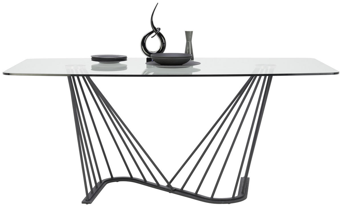 JEDÁLENSKÝ STÔL, číra, 180/100/76 cm - číra/čierna, Design, kov/sklo (180/100/76cm) - Voleo