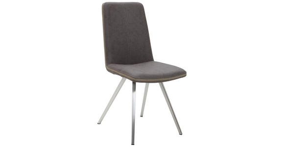STUHL in Metall, Textil Braun, Taupe, Edelstahlfarben - Taupe/Edelstahlfarben, Design, Textil/Metall (45/92/63cm) - Voleo