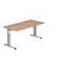 SCHREIBTISCH - Silberfarben/Nussbaumfarben, KONVENTIONELL, Holzwerkstoff/Metall (160/65-85/80cm) SCHREIBTISCH - Silberfarben/Nussbaumfarben, KONVENTIONELL, Holzwerkstoff/Metall (160/65-85/80cm)