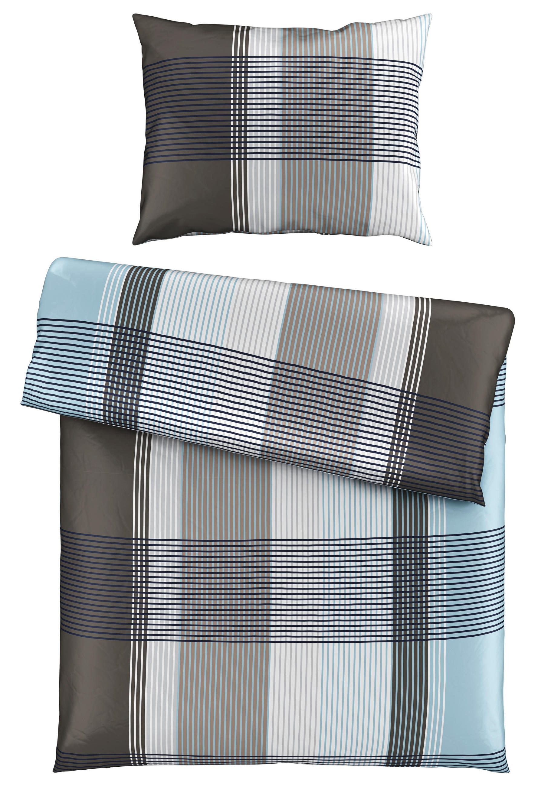 POVLEČENÍ, satén, modrá, šedá, 140/200 cm - šedá/modrá, Konvenční, textil (140/200cm) - Boxxx