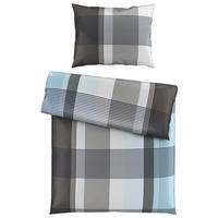 POSTELJINA CHECKERS 140/200 cm saten plava, siva  - siva/plava, Konvencionalno, tekstil (140/200cm) - Boxxx