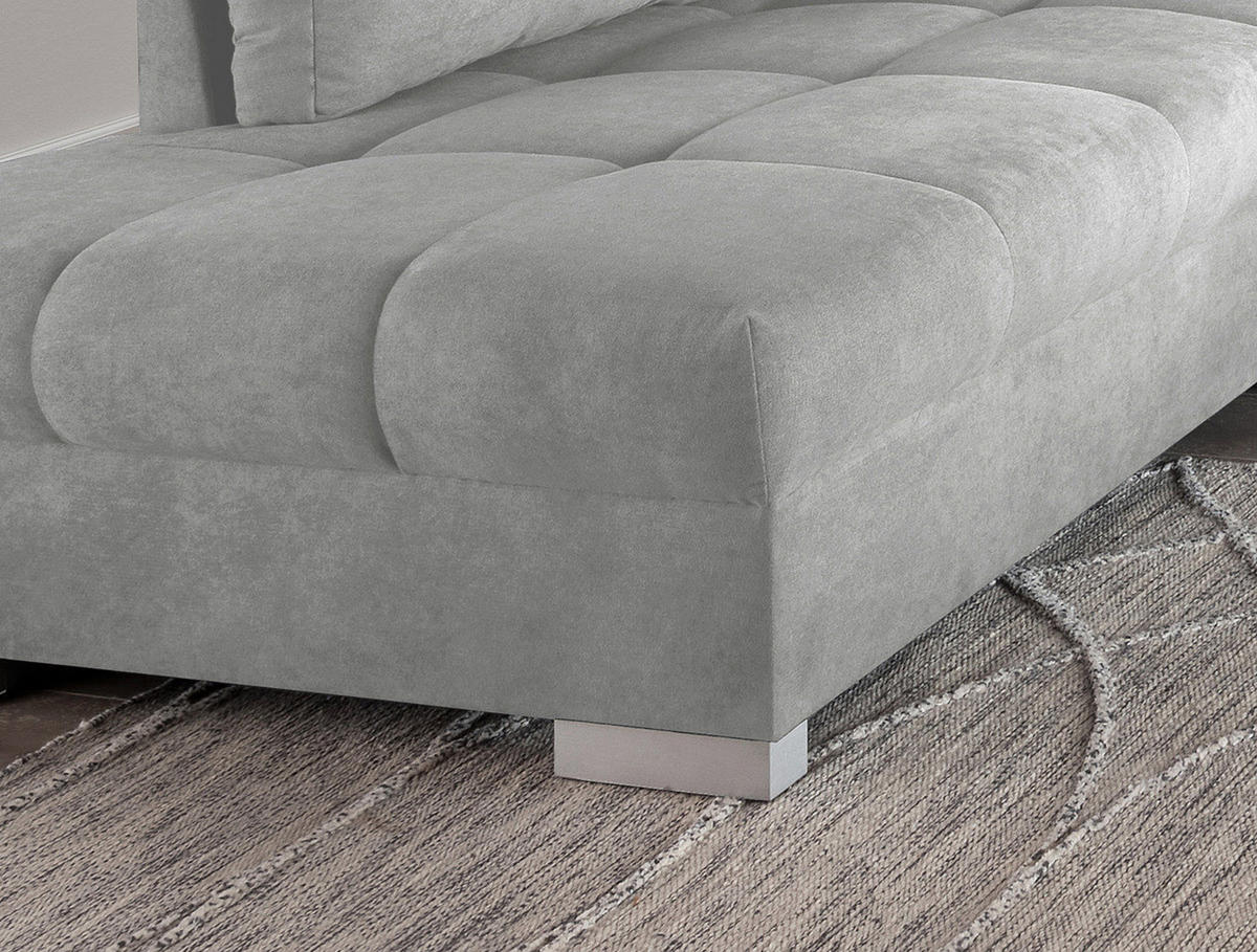 ECKSCHLAFSOFA Hellgrau Mikrofaser  - Silberfarben/Hellgrau, Design, Holz/Textil (202/298cm) - MID.YOU