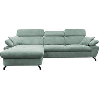 ECKSOFA OMEGA Mintgrün Chenille Zierkissen, Bettkasten  - Schwarz/Mintgrün, Design, Textil/Metall (186/280cm) - MID.YOU