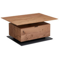 COUCHTISCH Kerneiche vollmassiv 105/75/47-62 cm Eichefarben  - Eichefarben/Anthrazit, Design, Leder/Holz (105/75/47-62cm) - Valnatura