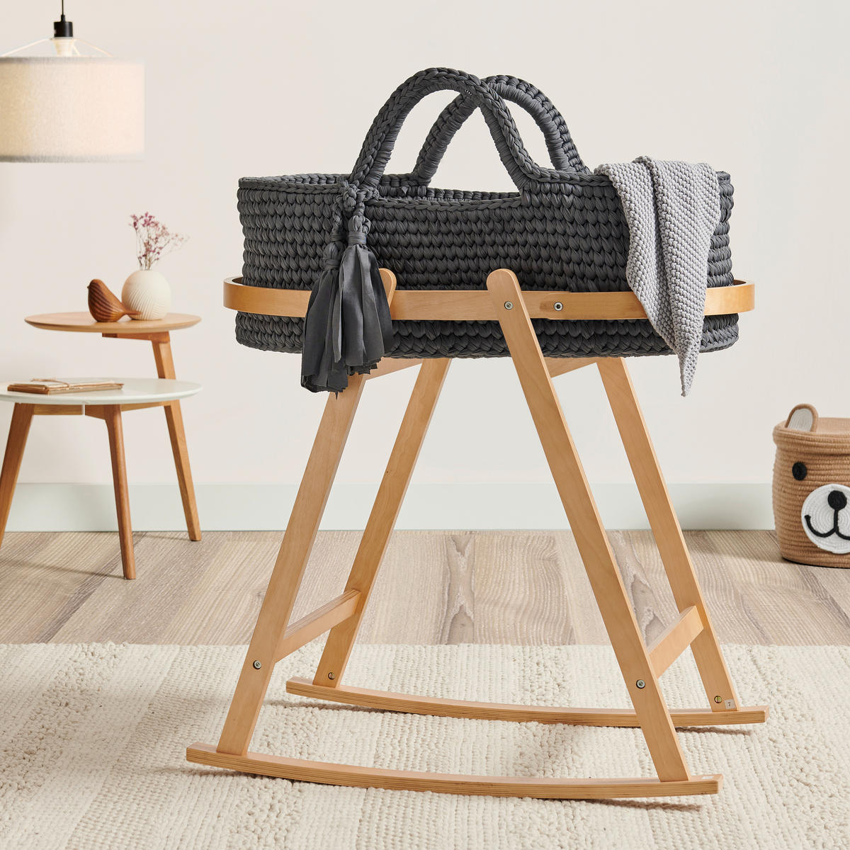 MOJŽIŠOV KOŠÍK - prírodná farba/tmavosivá, Design, kompozitné drevo/textil (81/51/93cm) - Jimmylee