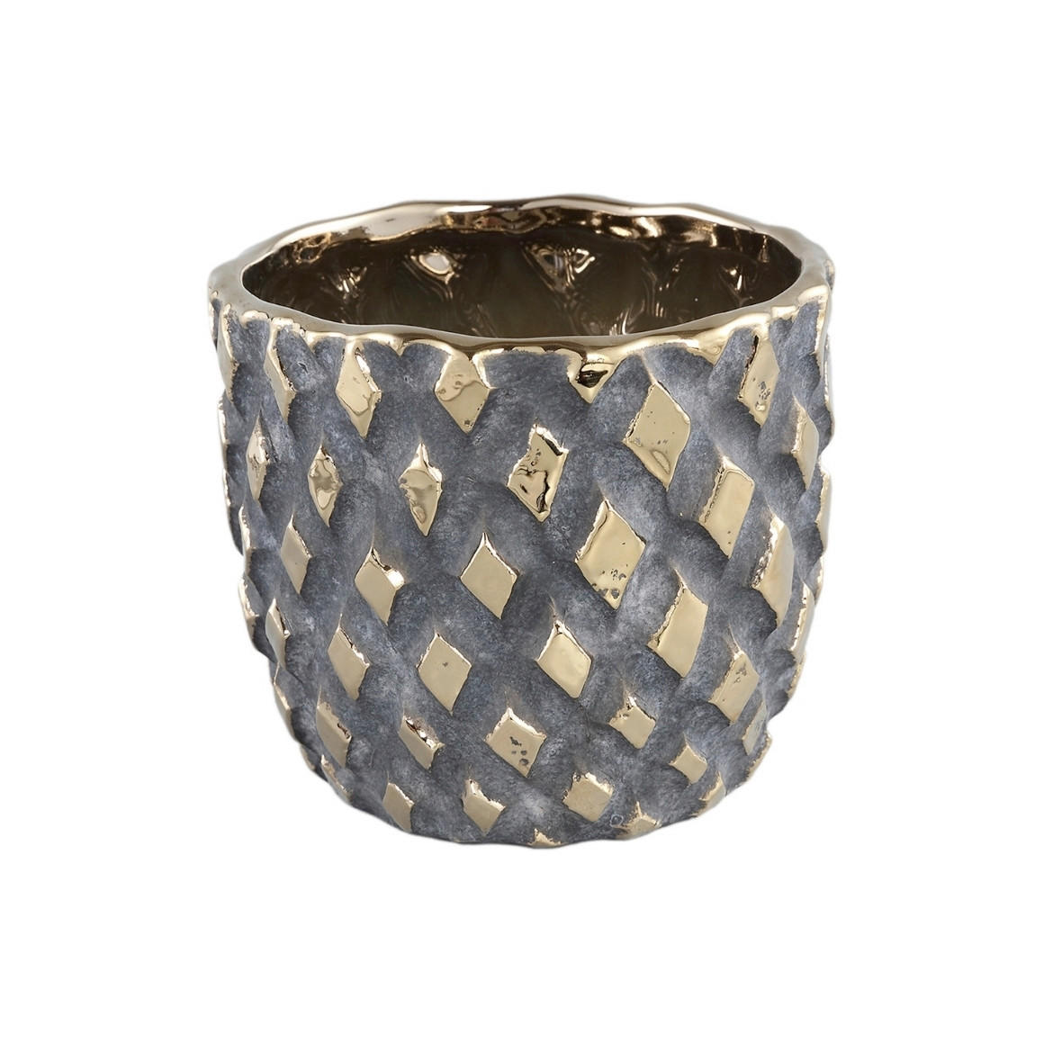 CVETLIČNI LONČEK - zlate barve/siva, Design, keramika (19.5/19.5/17cm)