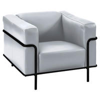 SESSEL Echtleder Weiss  - Weiss/Schwarz, Design, Leder/Metall (91/67/96cm) - Johann Jakob