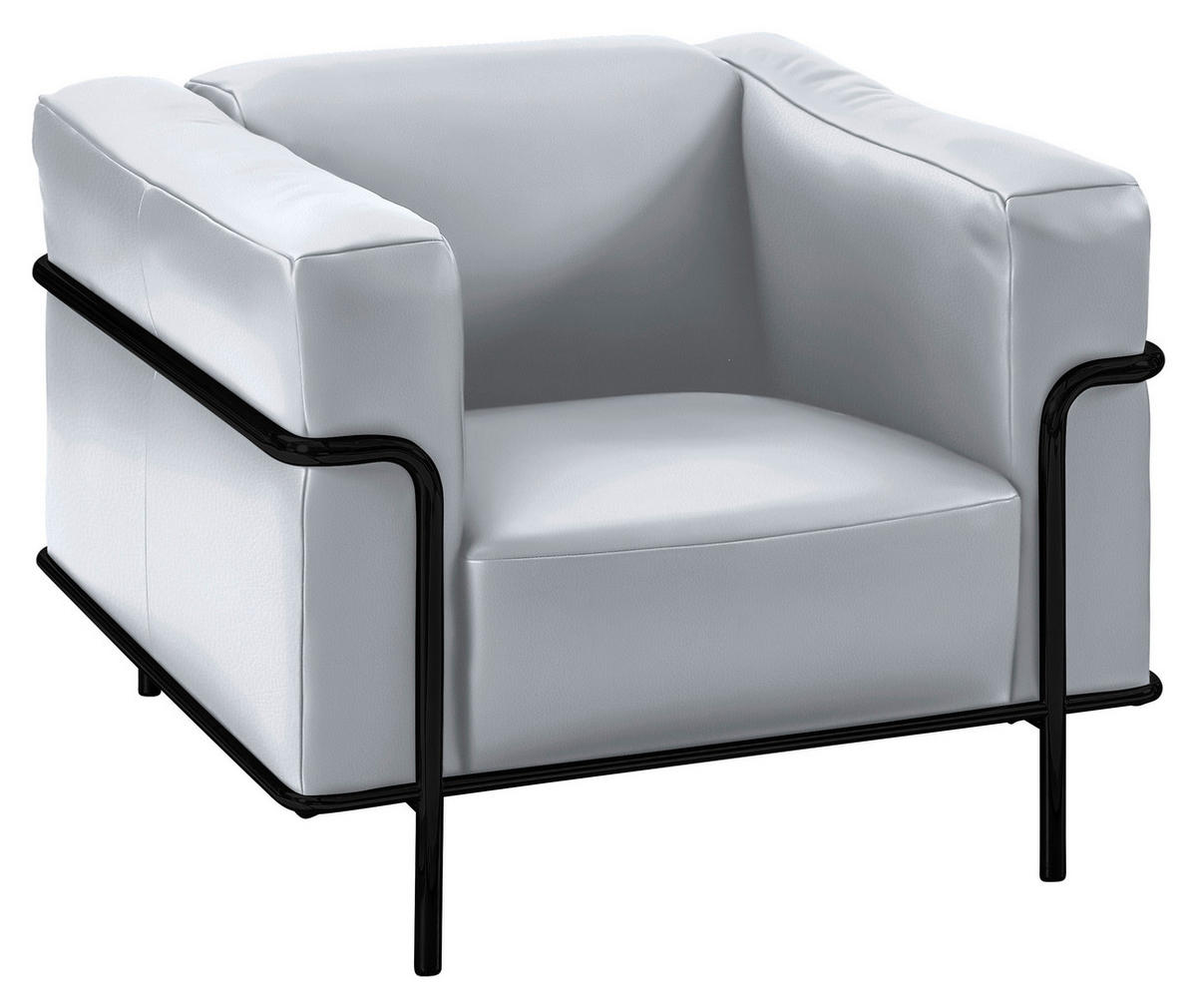 SESSEL Echtleder Weiss  - Weiss/Schwarz, Design, Leder/Metall (91/67/96cm) - Johann Jakob