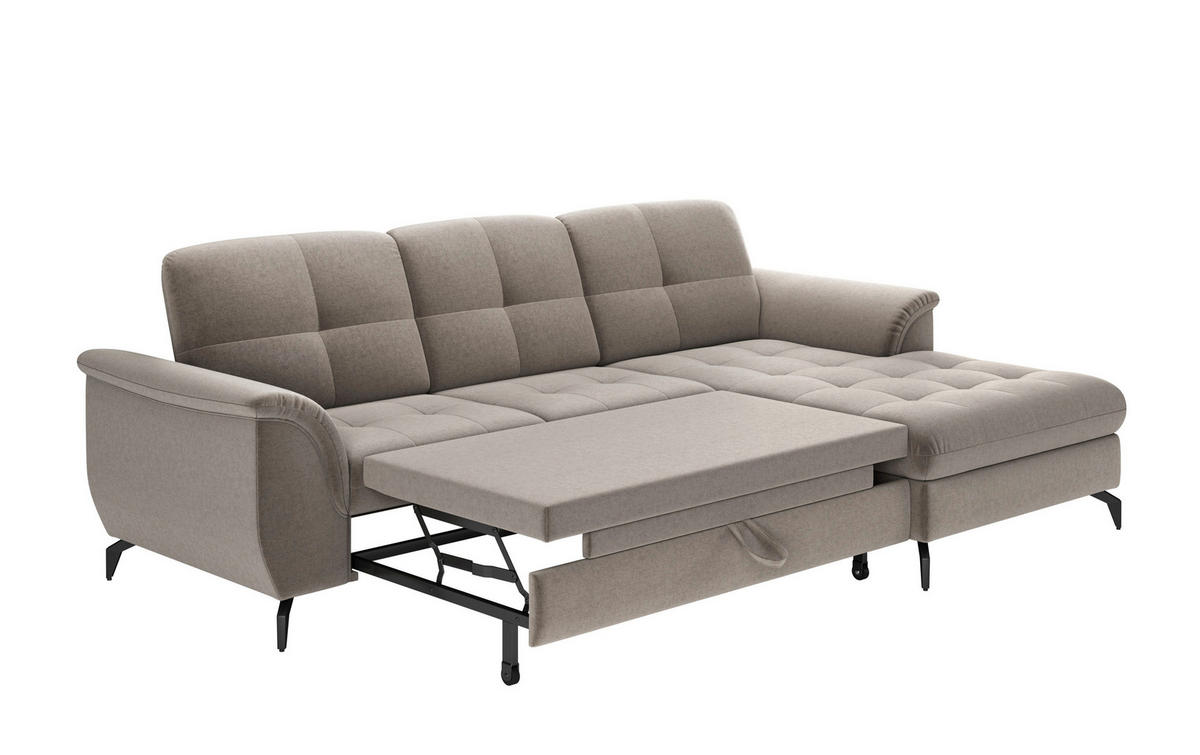 ECKSOFA in Flachgewebe Taupe  - Taupe/Schwarz, Modern, Textil/Metall (262/164cm) - Sit & More