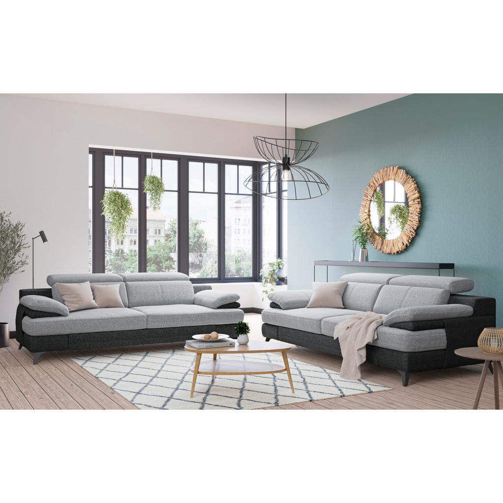 Thumbnail - Livetastic 3-Sitzer-Sofa, Graphit, Silber, Textil, 225x80x104 cm, Made in EU, Rücken echt, Armteil links, rechts, Wohnzi...