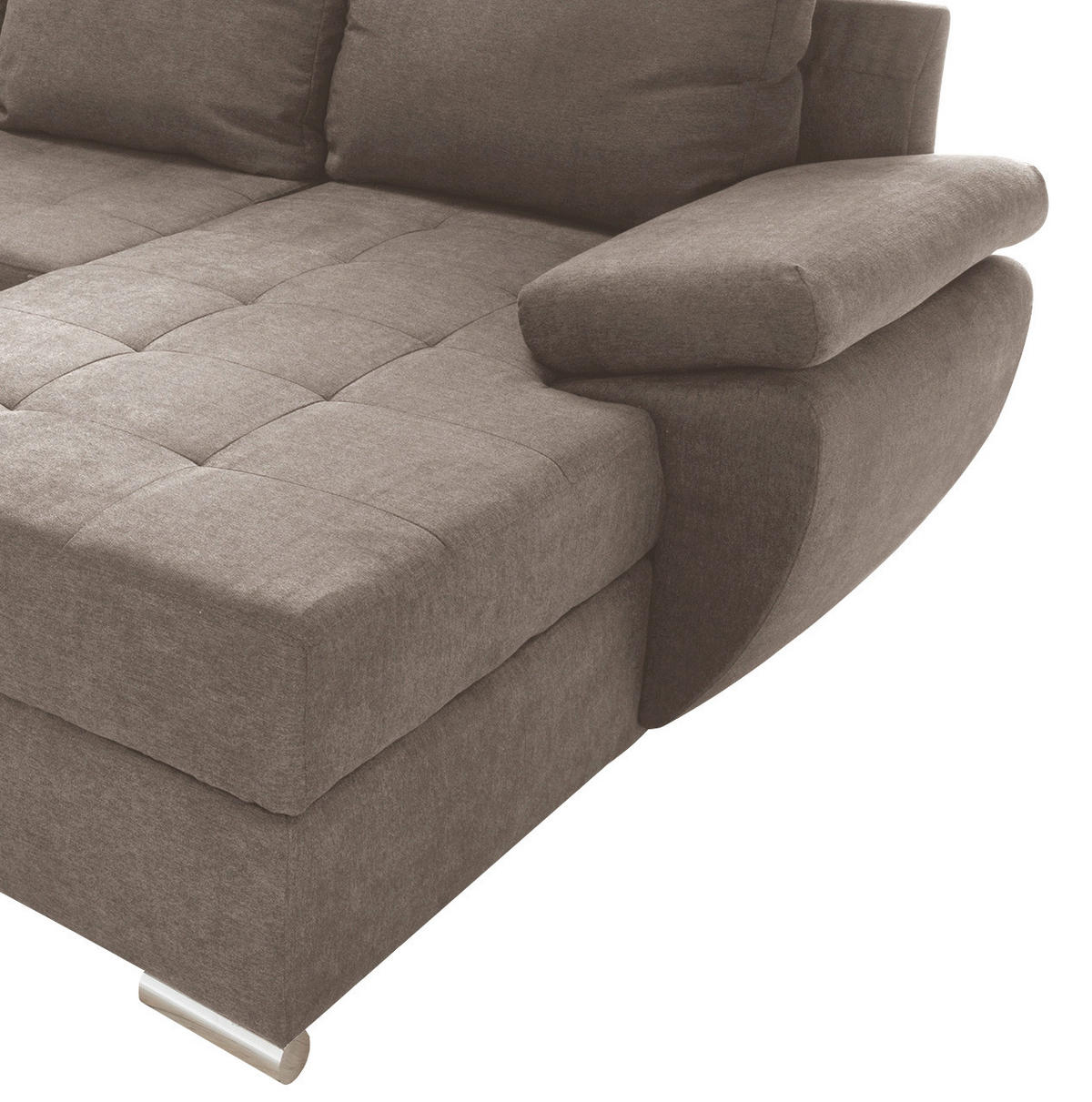 WOHNLANDSCHAFT in Mikrofaser Taupe  - Taupe/Chromfarben, Konventionell, Textil/Metall (219/305/157cm) - Livetastic