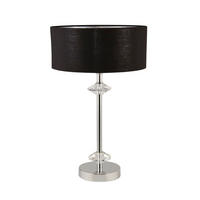 TISCHLEUCHTE Ontario 46/28 cm   - Chromfarben/Schwarz, MODERN, Leder/Kunststoff (46/28cm) - Searchlight