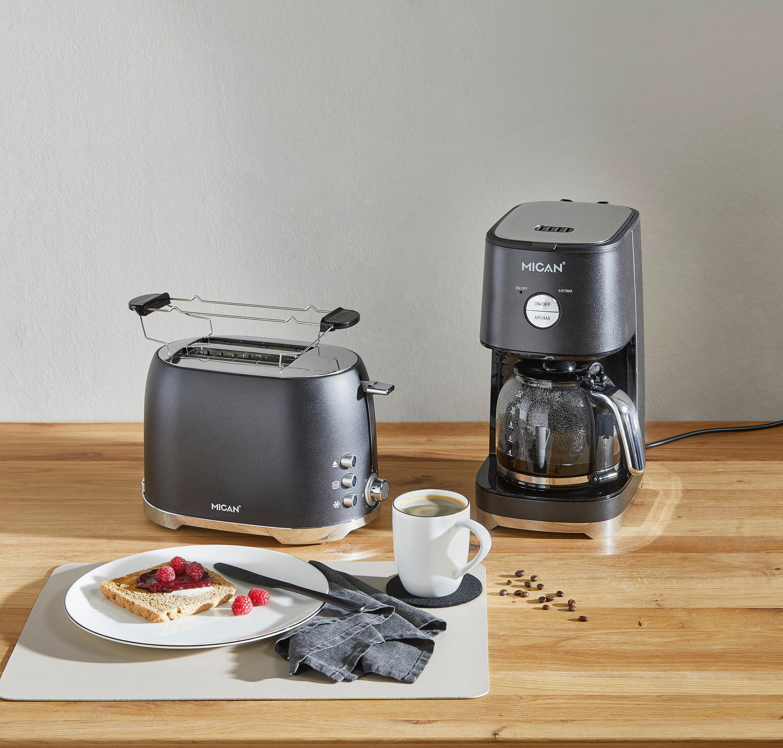 TOASTER  - Dunkelgrau, KONVENTIONELL, Kunststoff/Metall (30,3/18,4/19,6cm) - Mican