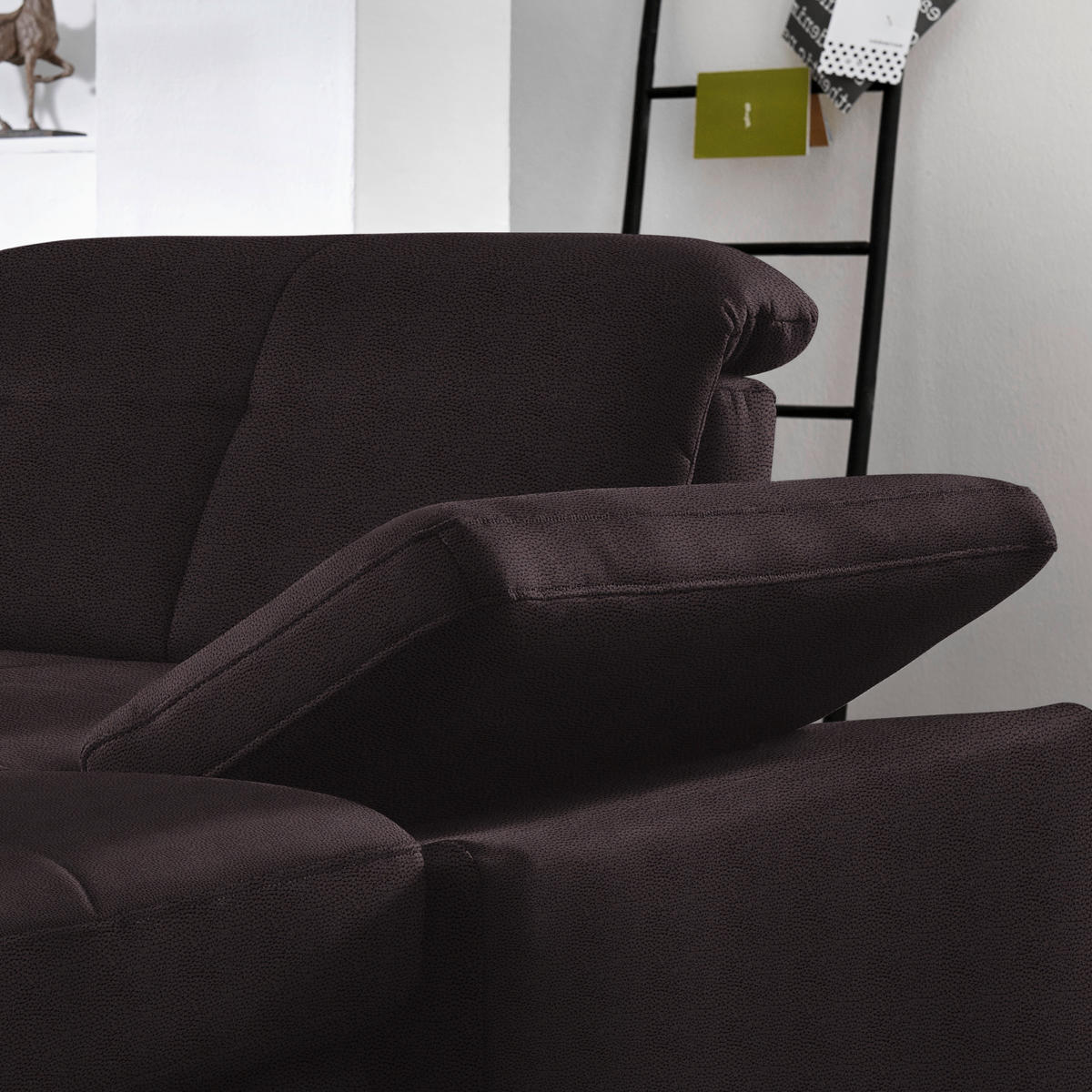 ECKSOFA  in Flachgewebe Schwarzbraun  195/309 cm  - Chromfarben/Schwarzbraun, Design, Textil (195/309cm) - Beldomo Style