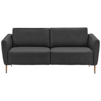 2-SITZER-SOFA  in Echtleder Anthrazit   - Eichefarben/Anthrazit, Natur, Leder/Holz (207/86/87cm) - Valnatura