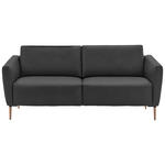 2-SITZER-SOFA  in Echtleder Anthrazit   - Eichefarben/Anthrazit, Natur, Leder/Holz (207/86/87cm) - Valnatura