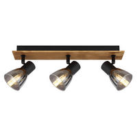 STRAHLER 40/7/15,5 cm   - Dunkelbraun/Schwarz, Design, Glas/Holz (40/7/15,5cm) - Globo