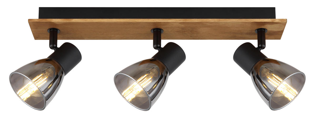 STRAHLER 40/7/15,5 cm   - Dunkelbraun/Schwarz, Design, Glas/Holz (40/7/15,5cm) - Globo