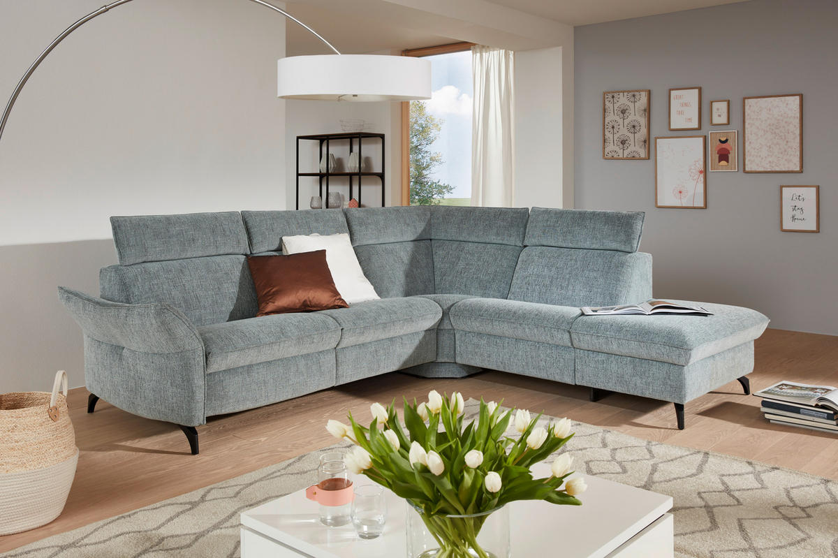 WOHNLANDSCHAFT in Mikrofaser Silberfarben  - Edelstahlfarben/Silberfarben, Design, Textil/Metall (199/258cm) - Himolla