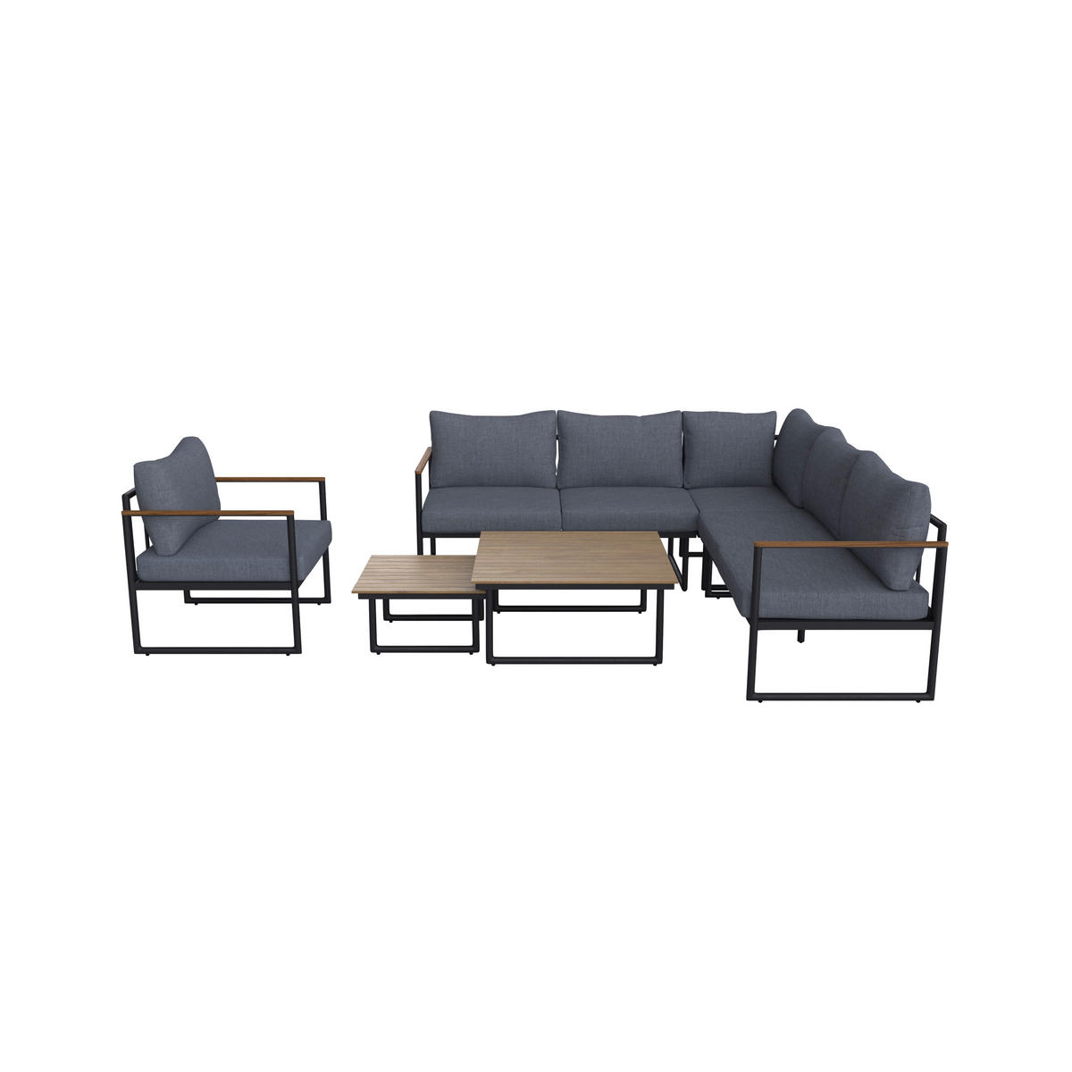 LOUNGEGARNITUR Teakholz Aluminium  - Dunkelgrau, MODERN, Holz/Metall - Ambia Garden