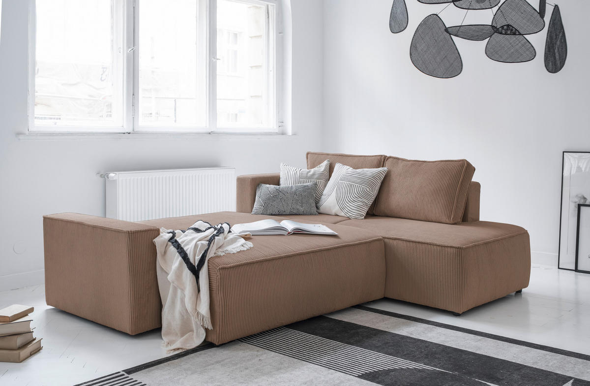 KUTNA GARNITURA tekstil  taupe   - crna/taupe, Design, tekstil/plastika (247/194cm) - MID.YOU