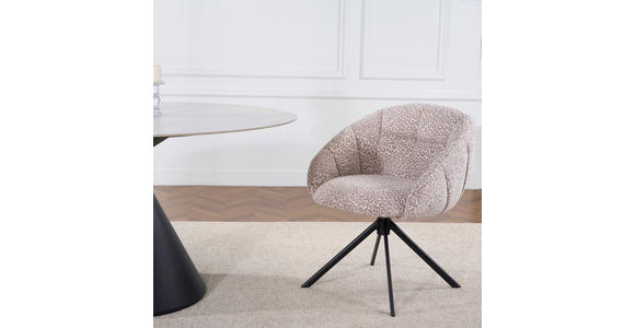 ARMLEHNSTUHL  Sitzfläche 360° drehbar Webstoff  - Beige/Hellgrau, Design, Textil/Metall (64/84/65cm) - Novel