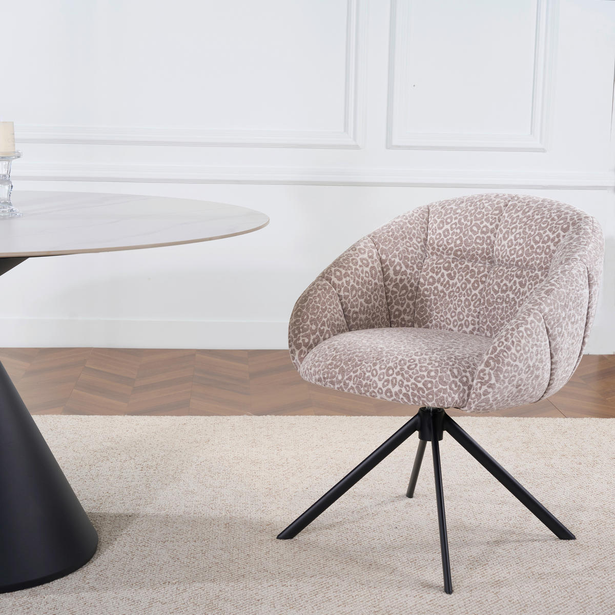 ARMLEHNSTUHL  Sitzfläche 360° drehbar Webstoff  - Beige/Hellgrau, Design, Textil/Metall (64/84/65cm) - Novel