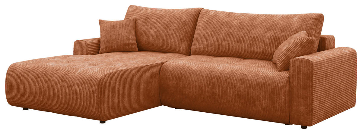 ECKSOFA - Schwarz/Orange, KONVENTIONELL, Kunststoff/Textil (192/270cm) - Carryhome