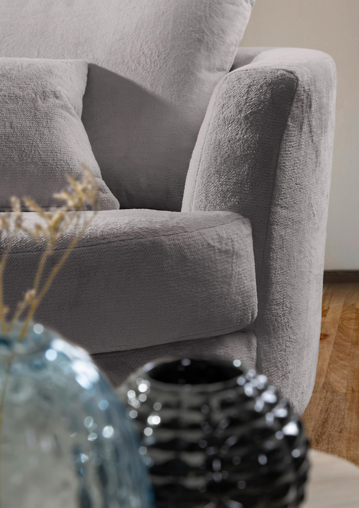 SESSEL in Plüsch Grau  - Schwarz/Grau, KONVENTIONELL, Textil/Metall (115/72/115cm) - Carryhome