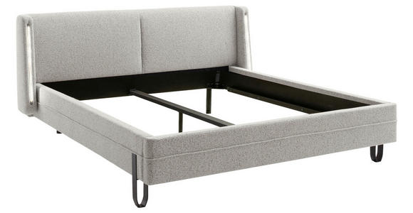 POLSTERBETT Beleuchtung 180/200 cm  in Taupe  - Taupe/Schwarz, MODERN, Textil/Metall (180/200cm) - Novel