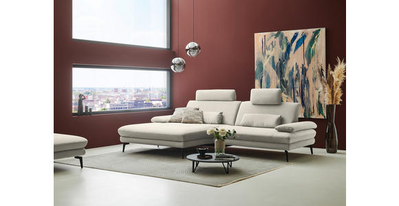 ECKSOFA  in Chenille, Flachgewebe Naturfarben  180/284 cm  - Schwarz/Naturfarben, Design, Textil/Metall (180/284cm) - Dieter Knoll