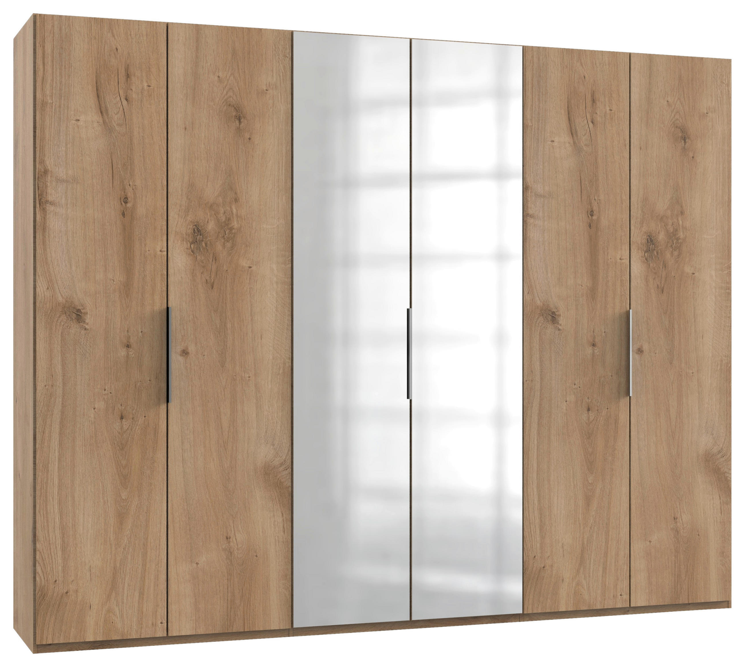 DREHTÜRENSCHRANK 300/236/58 cm 6-türig  - Chromfarben/Eichefarben, MODERN (300/236/58cm) - MID.YOU