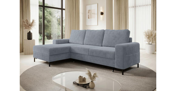 ECKSOFA Dunkelgrau Cord  - Dunkelgrau/Schwarz, KONVENTIONELL, Textil/Metall (150/240cm) - Carryhome