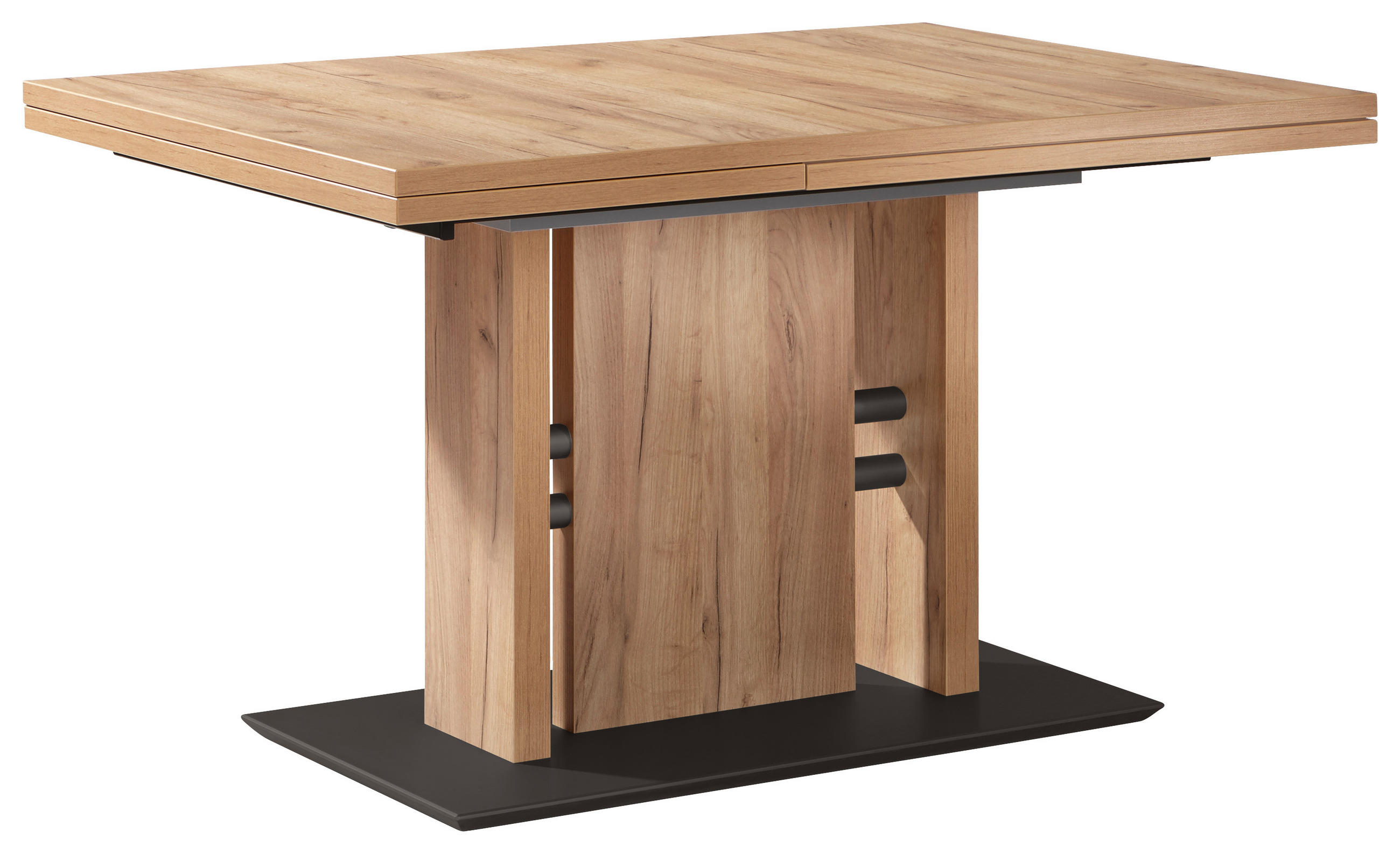 ESSTISCH in Metall, Holzwerkstoff 130-180/90/75 cm  - Eichefarben/Schwarz, Design, Holzwerkstoff/Metall (130-180/90/75cm) - Moderano