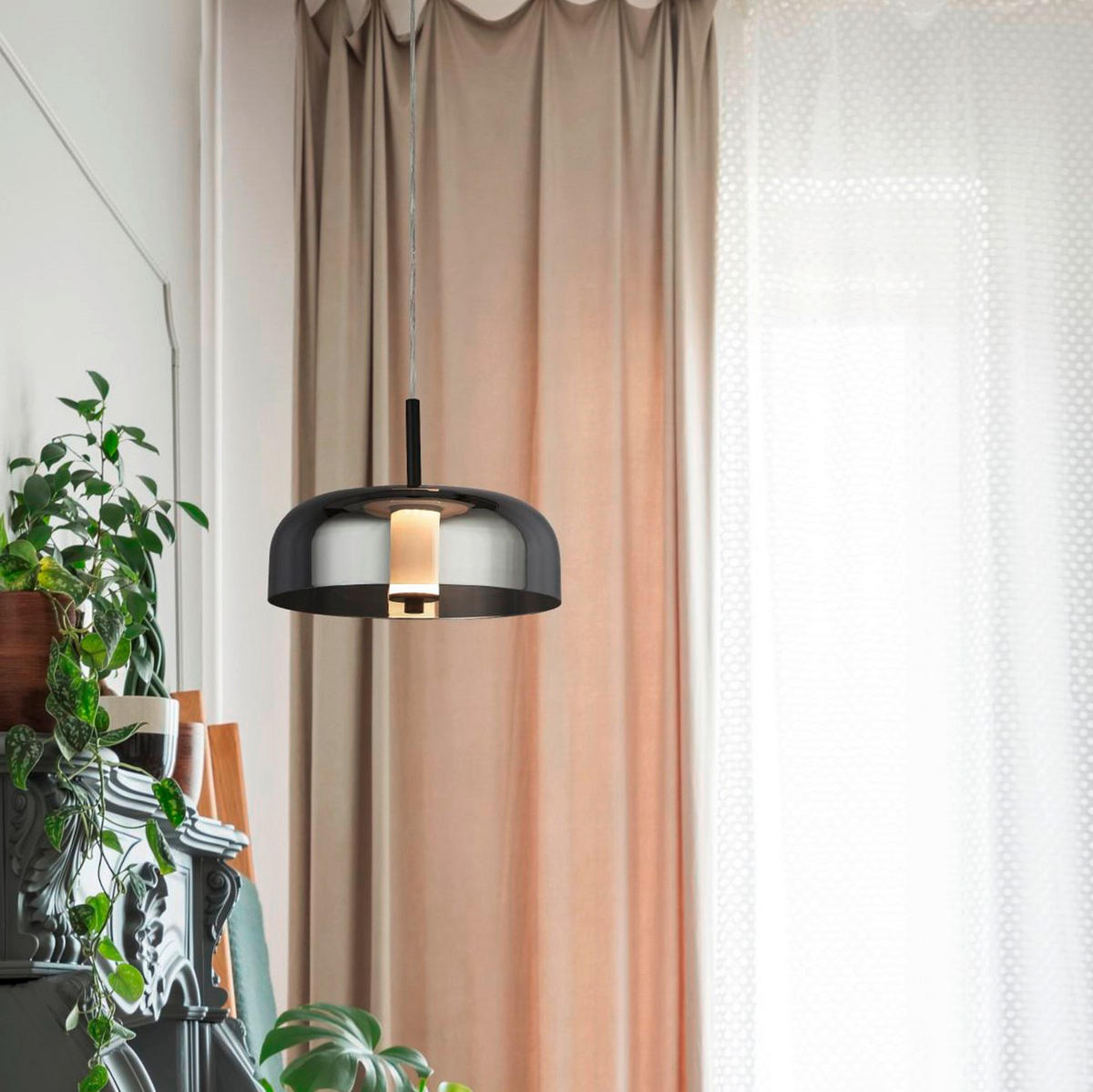 VISEČA NIHALNA LED-SVETILKA   16.37 W///220-240 V/ - črna, Basics, kovina/steklo (30/21cm)