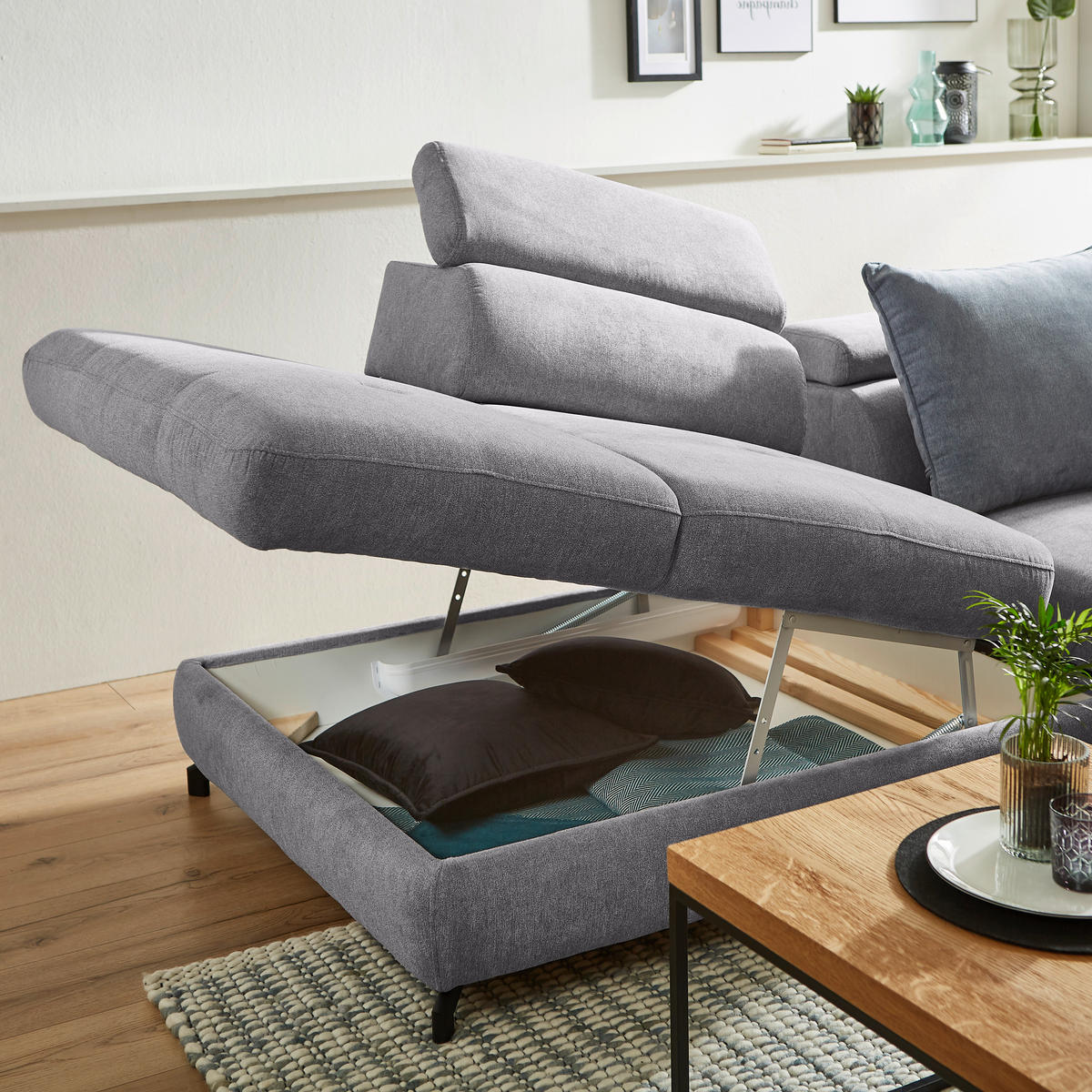 HÖRNSOFFA i vävt tyg ljusgrå  - ljusgrå/svart, Design, metall/textil (237/277cm) - MID.YOU