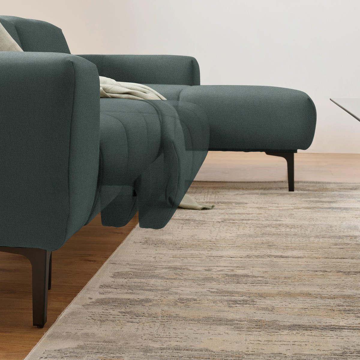 ECKSOFA in Chenille Waldgrün  - Waldgrün/Schwarz, Design, Textil/Metall (311/167cm) - Xora