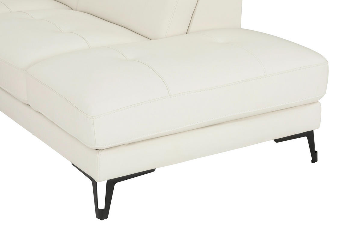 ECKSOFA Weiß Echtleder  - Schwarz/Weiß, MODERN, Leder/Metall (287/224cm) - MID.YOU