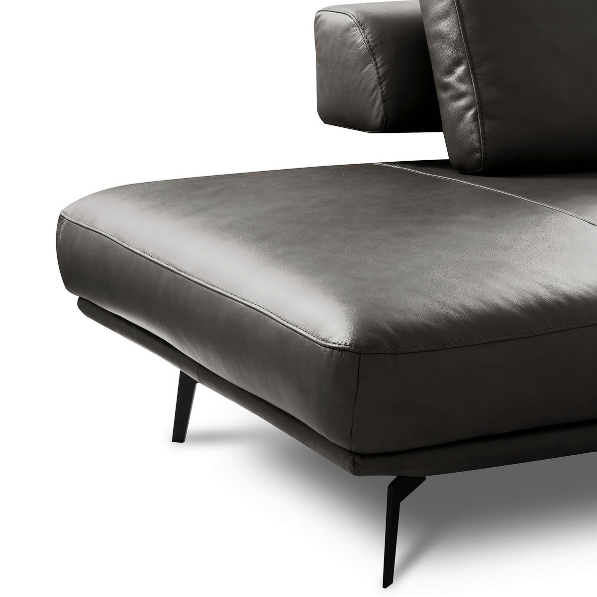 ECKSOFA  in Echtleder Anthrazit  237/306 cm  - Anthrazit/Schwarz, Design, Leder/Metall (237/306cm) - Livetastic