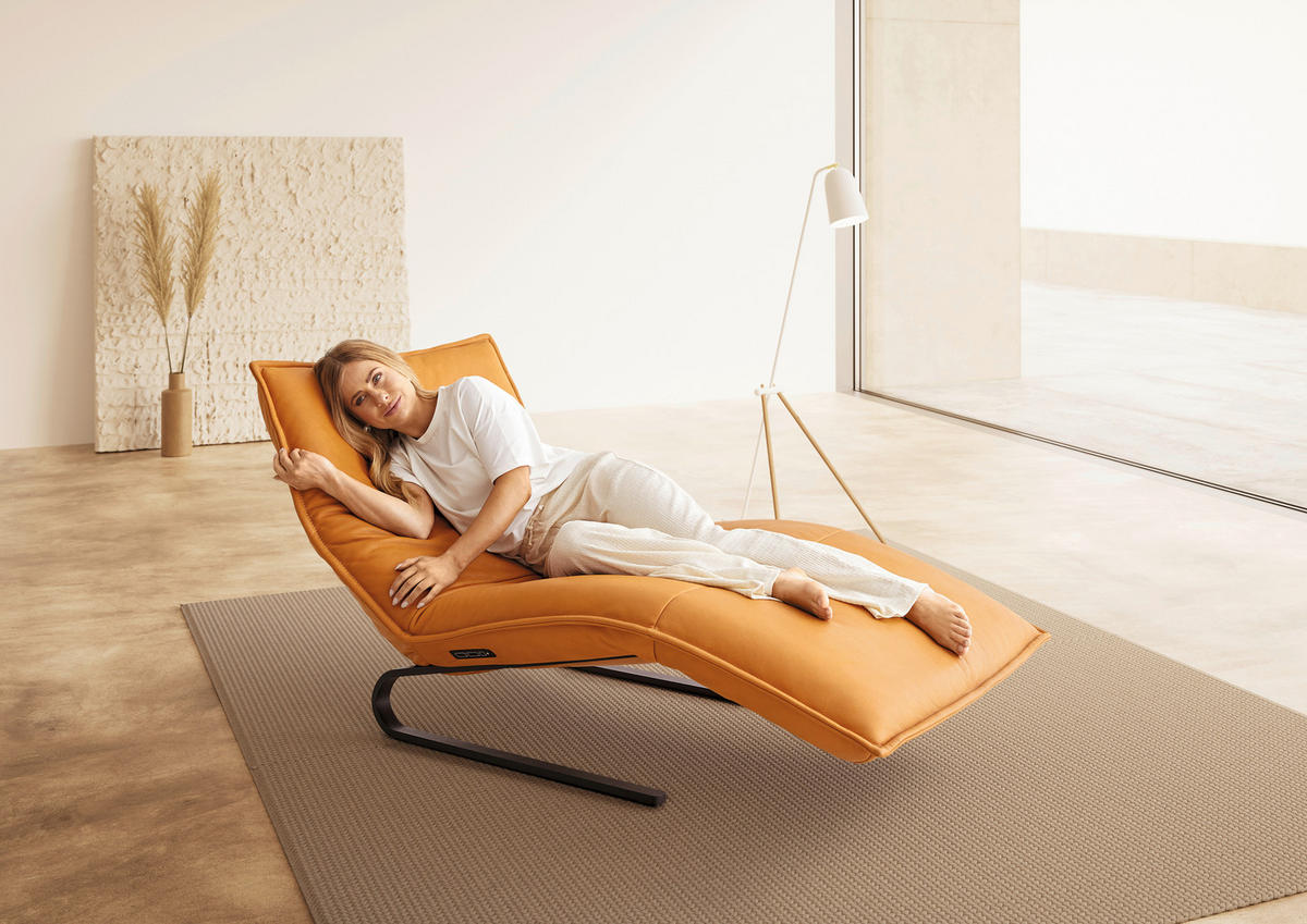 RELAXLIEGE Echtleder Orange  - Beige/Schwarz, Design, Leder/Metall (86/42-83/141-180cm) - Koinor