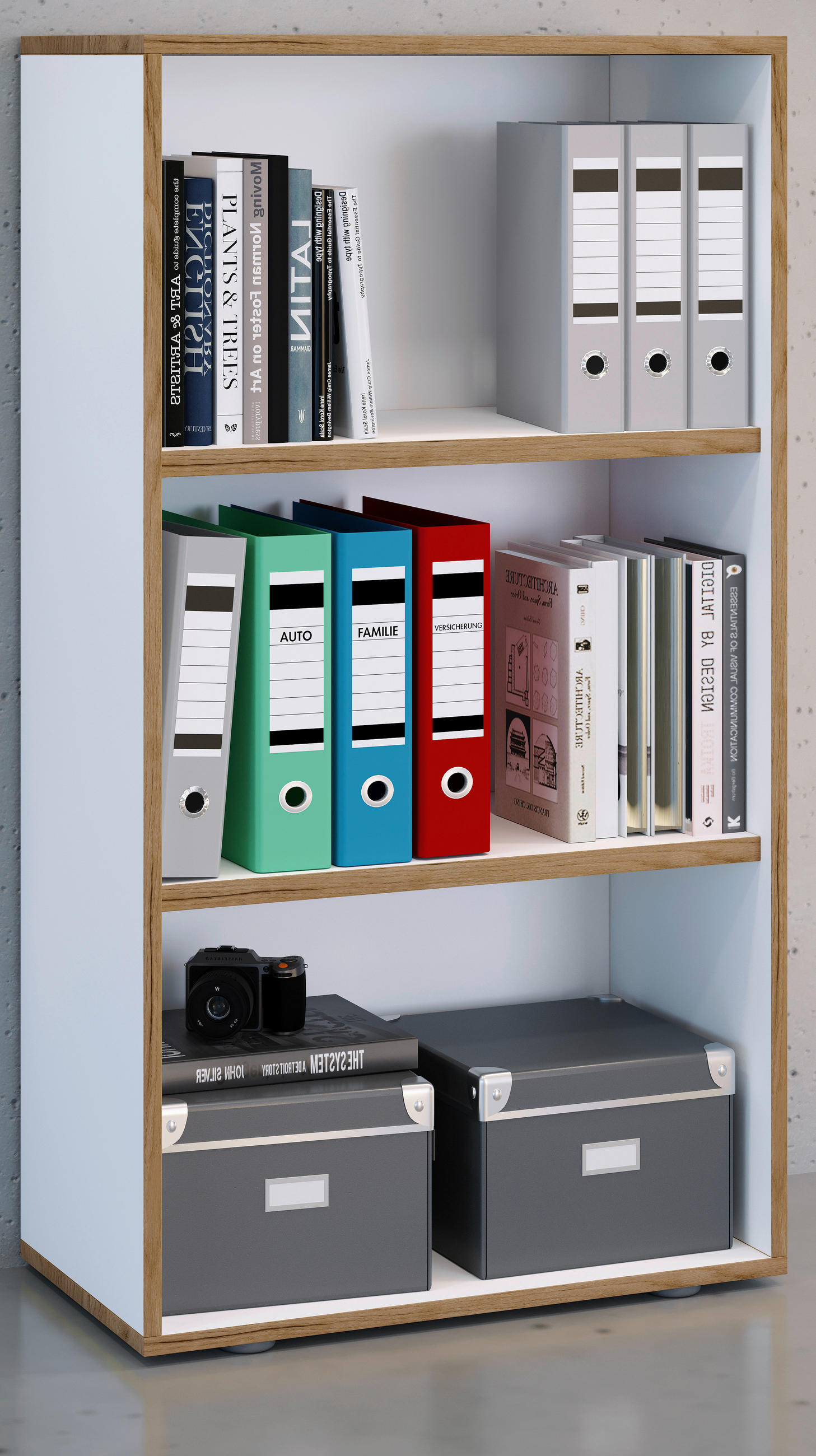 AKTENREGAL 60/110/33 cm  - Honigeiche/Weiss, Design, Holzwerkstoff/Kunststoff (60/110/33cm) - MID.YOU