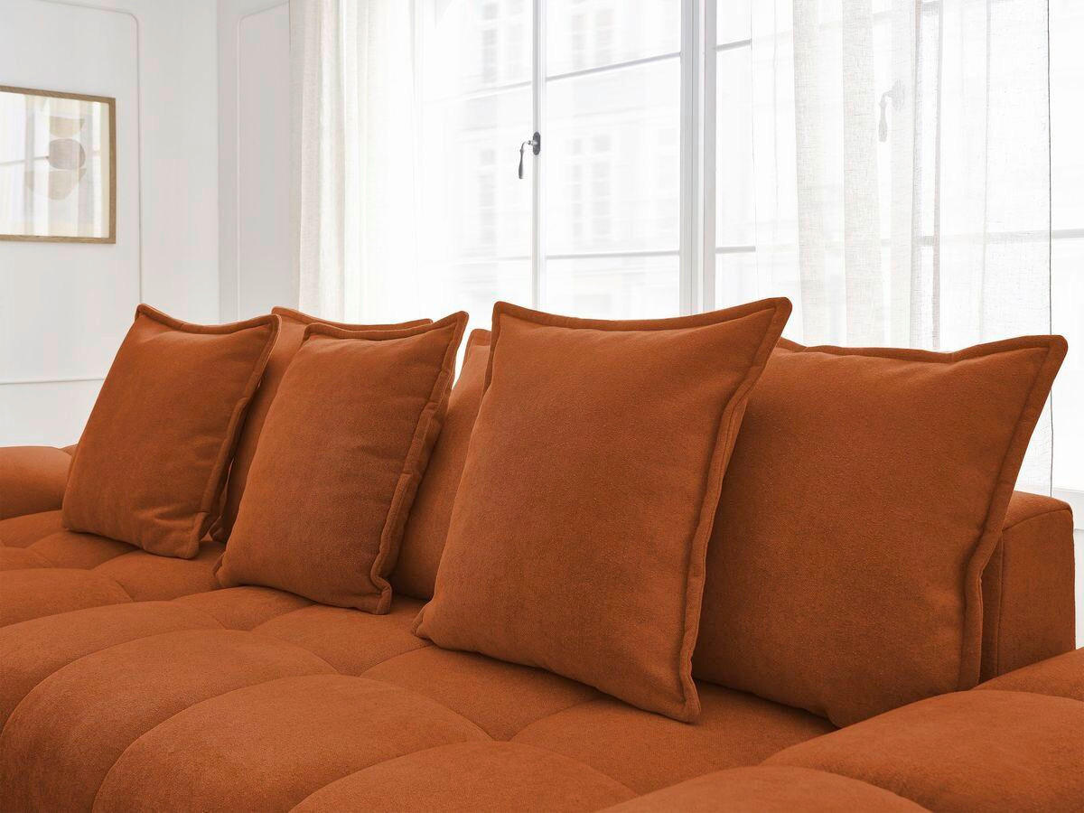 ECKSCHLAFSOFA EVEREST  mit Rücken echt, Armteil links, Armteil rechts Struktur Orange  - Schwarz/Orange, MODERN, Kunststoff/Textil (180/318cm) - Livetastic